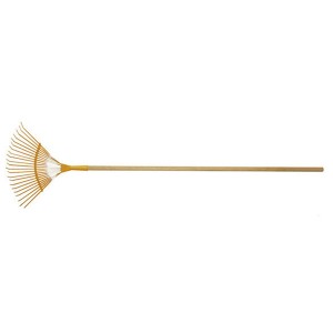 Round spade flower planting tool fallen leaf harrow steel wire harrow raking grass harrow wood handle stainless steel telescopic handle GHLT901122A