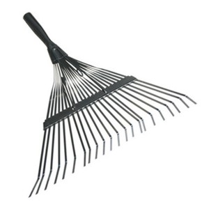 Round spade flower planting tool fallen leaf harrow steel wire harrow raking grass harrow wood handle stainless steel telescopic handle GHR142200