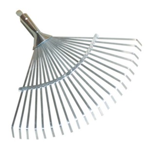 Round spade flower planting tool fallen leaf harrow steel wire harrow raking grass harrow wood handle stainless steel telescopic handle GHR112200