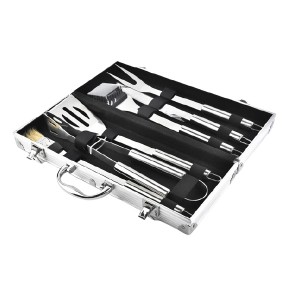 High reputation Custom Logo Grill Set Heavy Duty BBQ Accessories Spatula, Fork BBQ Tongs Stainless Steel Grill Tools